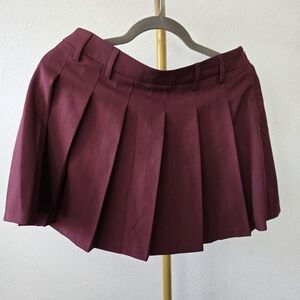 Steve Madden Burgundy Pleated Skirt